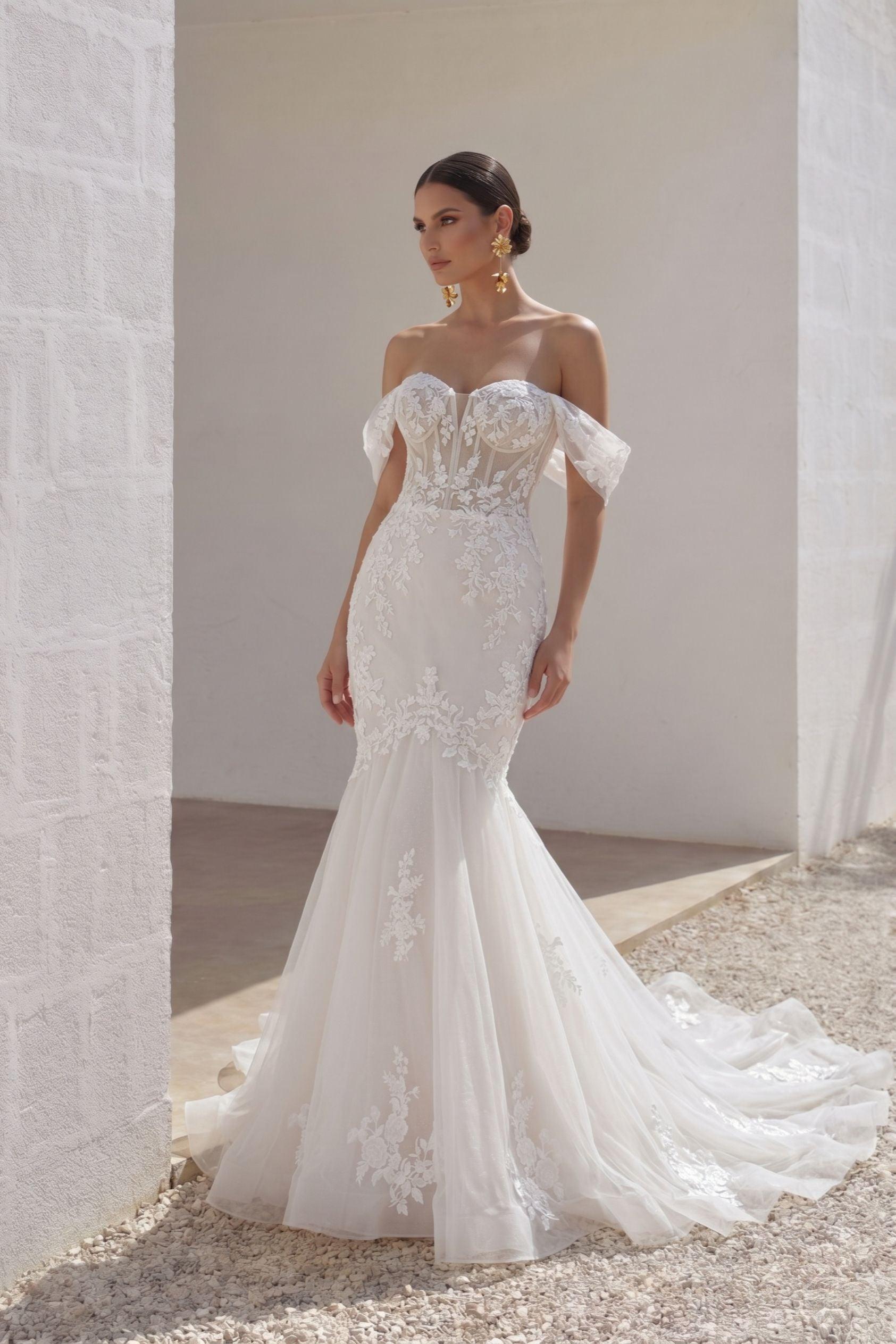 Trumpet-Mermaid Chapel Train Lace Wedding Dress CW3255 - 45 Days / As Picture:Ivory/Sand / US0-UK2-EUR30 - COCOMELODY